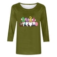 thumbnail image 5 of Hauts pour Femmes Imprimé Col Rond Pâques Imprimé Manches 3/4 T-Shirt Col Rond Chandail, T-Shirts pour Femmes, Hauts de Pâques pour Femmes, Pulls pour Femmes, 5 of 5
