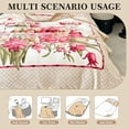 thumbnail image 3 of WOOW DEPOT Thick Fleece Twin Full Bed Blanket Reversible, 1 PCS Peony Flower Printed 6.61 lb Heavy Soft Warm Mink Blanket Luxurious, 70.8" x 86.6", Khaki, 3 of 8