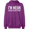 thumbnail image 2 of OXI Hoodie Sweatshirt - I Am Mean Because You Are Stupid, Basic Casual Hoodie for Men's and Women Fleece Hoodie Long Sleeve - Purple Small, 2 of 3