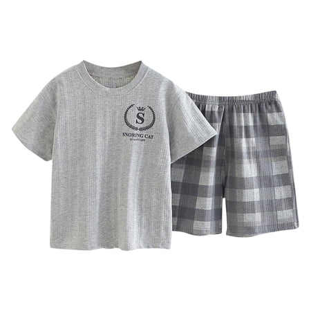 Umfun Children s Kids Soft Dailywear Set Orange Print Ribbed Short Sleeve Crew Neck Top & Shorts Age 3-16 Years