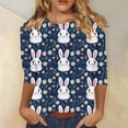 thumbnail image 2 of BiZtdJrK Plus Size Sweaters for Women Easter 3/4 Length Sleeve Shirts Fashion Eggs Graphic Tees Tops Casual Round Neck Pullover Blouse Multicolor XXXXL Back to College Sale, 2 of 6