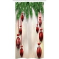 thumbnail image 3 of Christmas Stall Shower Curtain, Xmas Traditional Winter Season Theme Fir Twigs and Vibrant Balls Graphic Print, Fabric Bathroom Decor Set with Hooks, 36" W x 72" L, Green and Red, 3 of 3
