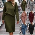 thumbnail image 6 of Letdown Women's Skirts 2 Piece Outfits Turtleneck Knit Sweater and Maxi Bodycon Skirt Sets 2 Piece Outfits Sweater Skirt Set (Blue,XXL), 6 of 6