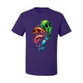 thumbnail image 2 of Wild Bobby, Trippy Neon Melting Skulls Men's Graphic T-Shirt, Purple, 3XL, 2 of 3