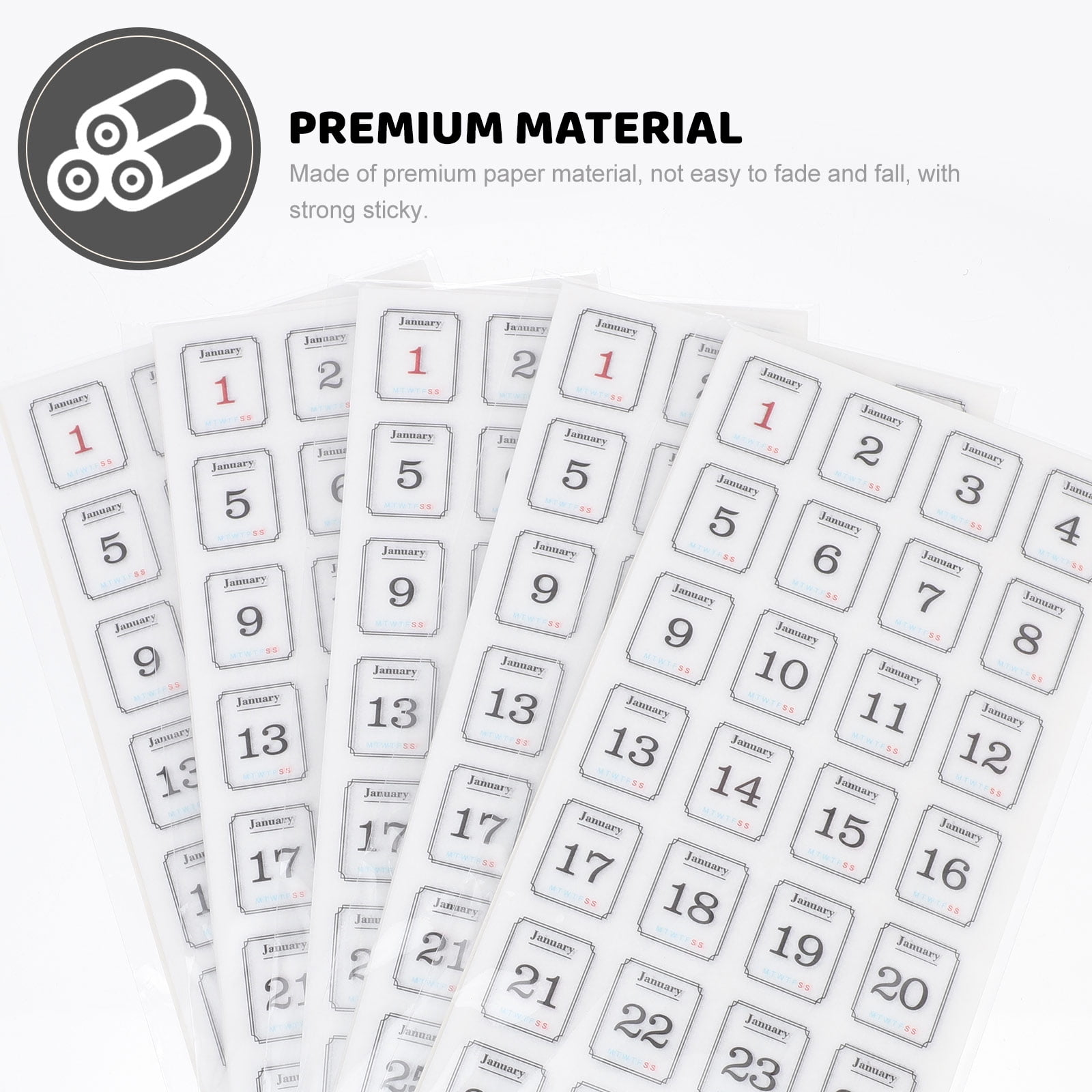 FOMIYES 60Pcs Monthly Calendar Tabs White Self Adhesive Planner Stickers for Notes