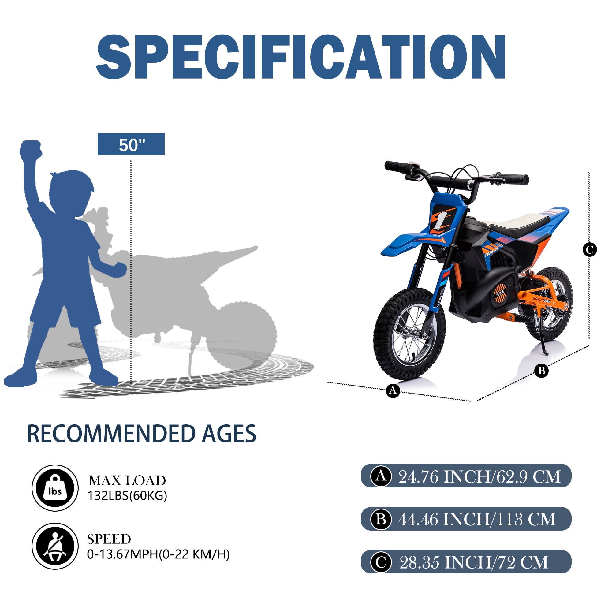 NEECHIPRO Electric Dirt Bike, 24V Electric Motorcycle Ride on Bicycle for Teens 13+,250W 13mph Max Speed,Blue