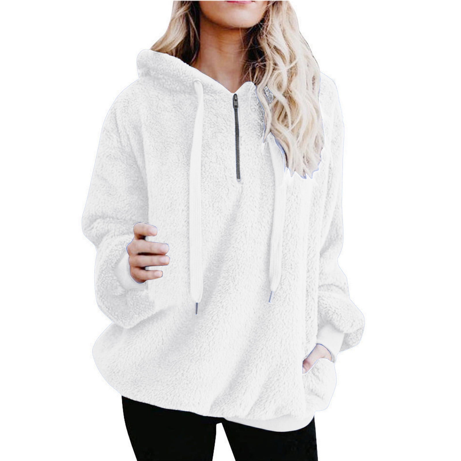 é fluffy sweat white Women's Polar Teddy Full-Zip Hoodie Cream polar | Champion United