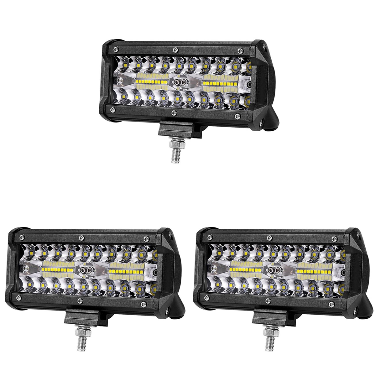 10x 7inch LED Work Light Bar – Combo Beam Flood Spot, DRL Fog Lamp, Offroad Truck