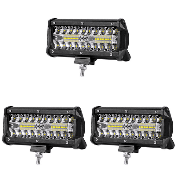 3X 7 Inch 120W Combo LED Light Bars Spot Flood Beam for Work Driving Offroad Boat Car Tractor Truck SUV ATV 12V 24V