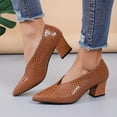 thumbnail image 5 of ZACPNCV Womens French Style Pumps Pointed Toe Block Heel Vintage Leather Comfort Flats All Season, 5 of 8