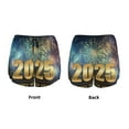 thumbnail image 3 of Yiaed 2025 New Year 5 Print Women's Running Shorts with Liner 3 Zipper Pockets Elastic Workout Athletic Gym Yoga Shorts-, 3 of 7