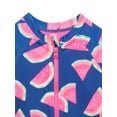 thumbnail image 3 of Wonder Nation Girls Zip-Up Rash Guard One-Piece Swimsuit with Long Sleeves, Sizes 4-18 & Plus, 3 of 3