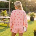 thumbnail image 7 of Womens Polka Dot 2 Piece Outfits Casual Oversized Long Sleeve Sweatshirts Shorts Set Tracksuits Sweatsuits S, 7 of 7