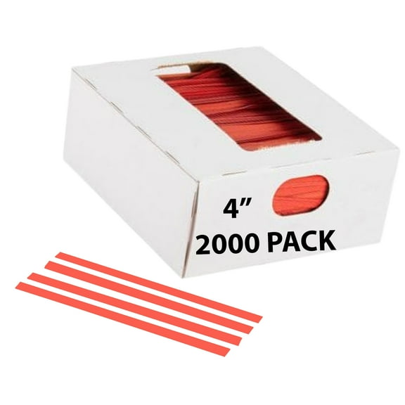 Plastic Twist Bag Ties 4"-Red-(2000Pcs) Reusable Twist Ties for Multiple uses