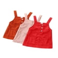 thumbnail image 3 of Robe en Velours Côtelé à Bretelles Unie Rétro pour Fillette Tout-Petit Été Rose 2-3 Ans, 3 of 9