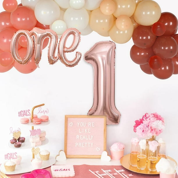 Décorations de 1er anniversaire Boho Rainbow pour fille - Kit de guirlande  de ballons en or rose pour premier anniversaire, décorations de fête Boho  Rainbow Blush avec ballons en aluminium 