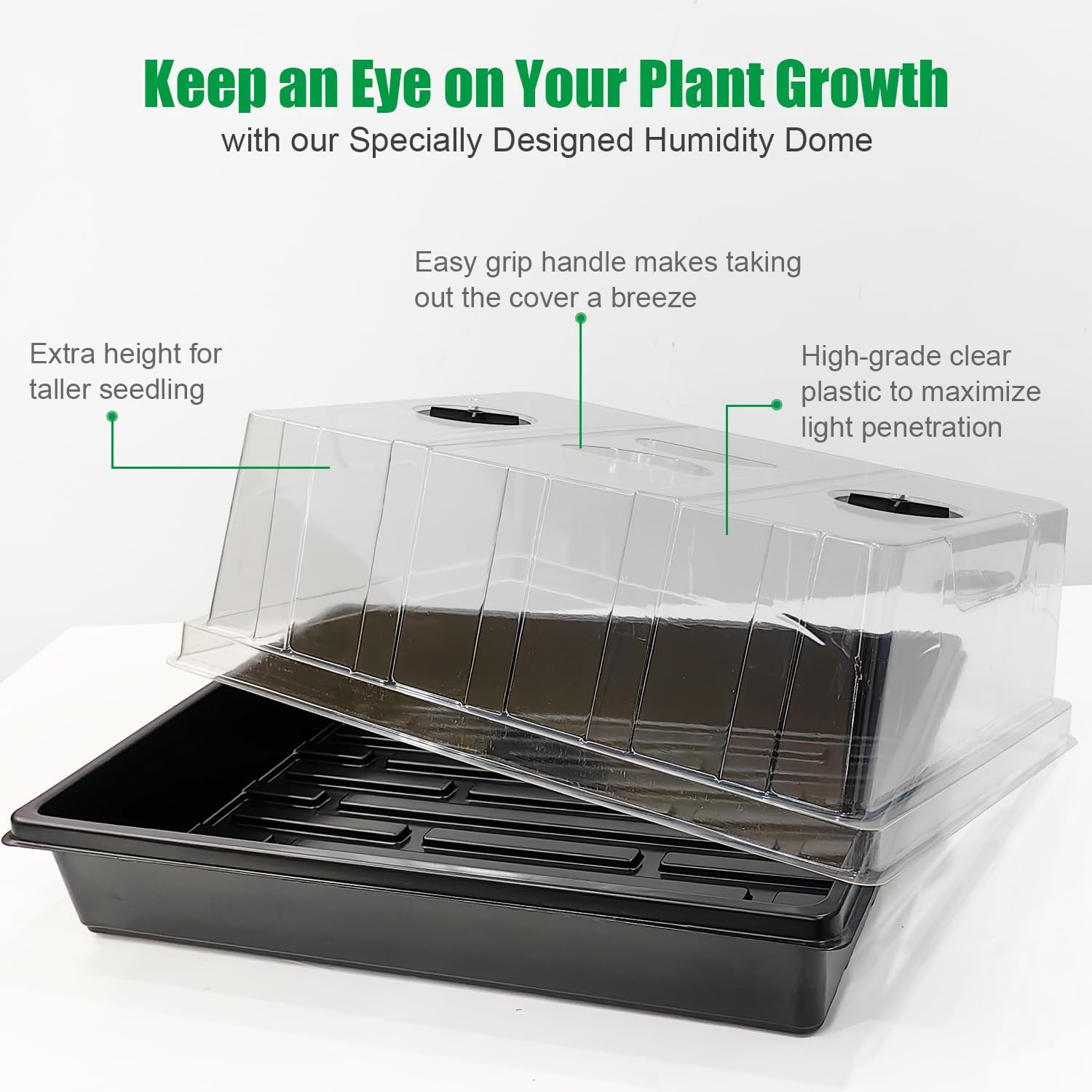 Seed Starter Trays with Humidity Domes – Reusable Plant Germination Kit for Microgreens, Herbs & Indoor Gardening | Clear Vented Lids, Fast Seedling Growth & Durable Design
