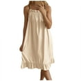 thumbnail image 5 of Women's Sleeveless Nightgown Long Nightgowns for Women Full Slip Soft Nightshirt Wide Strap Sleepwear Lounge Dresses Beige XL, 5 of 5