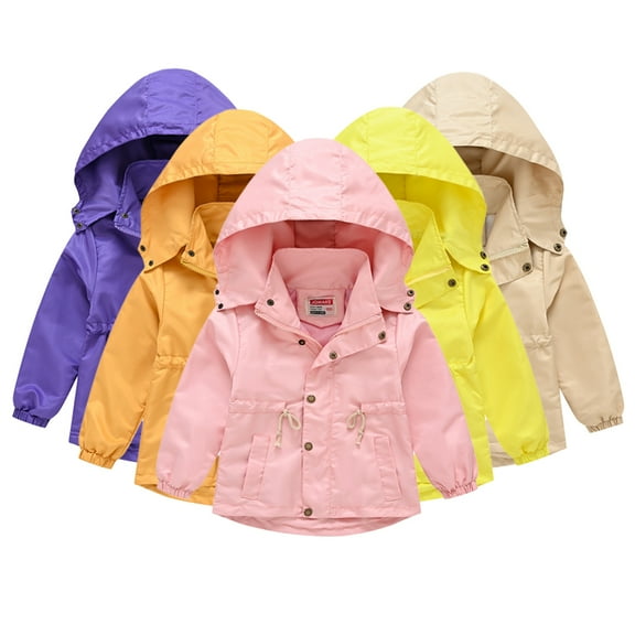 KYAIGUO Kids Girls Boys Windbreaker Coat Toddler Rain Jacket Windbreaker Outwear Hoodie Zipper Rain Outwear for 2-10Y