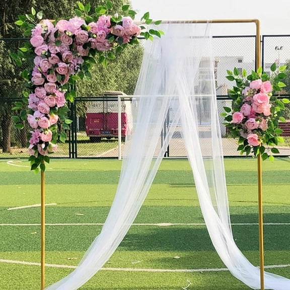 ToppiJoy Rectangle Wedding Archway Backdrop Stand Metal Wedding Background Display Stand Golden Arch Frame Flower Balloon Decoration Road Leads 78.74*82.67in