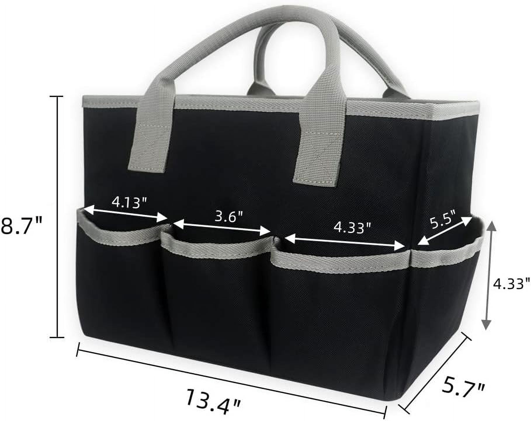 Desktop Tote and Stock Organize,Craft Storage Bag,Teacher Helper Bag, Organization Art Caddy Organizer with Handles 5 Pockets for Arts, Books, Stationery Office Desk Organize (Black)