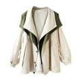 thumbnail image 2 of BRGZLK Womens Coats Asymmetrical Color Blocking Zipper Windbreaker Jacket Lapel Collar Long Sleeve Trendy Casual Outerwear for Fall Winter Beige L, 2 of 5