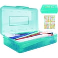 thumbnail image 1 of Green Pencil Box, Crayon Box, Large Capacity Clear Pencil Case, Hard Pencil Case,Aesthetic Plastic Pencil Case,Stackable Storage Box Pencil Case for Boys School Classroom,Mint Green Pencil Case 1 Pack, 1 of 7