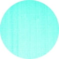thumbnail image 1 of Ahgly Company Machine Washable Indoor Round Solid Turquoise Blue Modern Area Rugs, 8' Round, 1 of 4