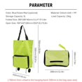 thumbnail image 5 of Oxford Cloth Foldable Shopping Cart With Wheels，Portable Hand-held Collapsible Sundries Bag，Reusable Grocery Shopping Cart Bag，Green, 5 of 9