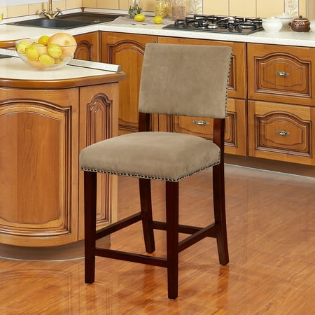 Linon Holcombe Stationary Wood Counter Stool Rustic Nail Head Trim Linon Holcombe Stationary Wood Counter Stool Rustic Nail Head Trim