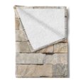 thumbnail image 2 of Ivory Soft Flannel Fleece Throw Blanket, Urban Brick Wall Background Modern and City Life Surface Print, Cozy Plush for Indoor and Outdoor Use, 70" x 90", Cream Beige Tan, by Ambesonne, 2 of 5
