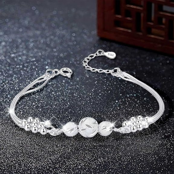 Latrodar Women Bracelets- Men Anklets Personality Love Pendant Bracelet And Delicate Design Suitable For All Link- Girl Boy Bracelets Fathe Meticulously Crafted silvery 1.2x0.8