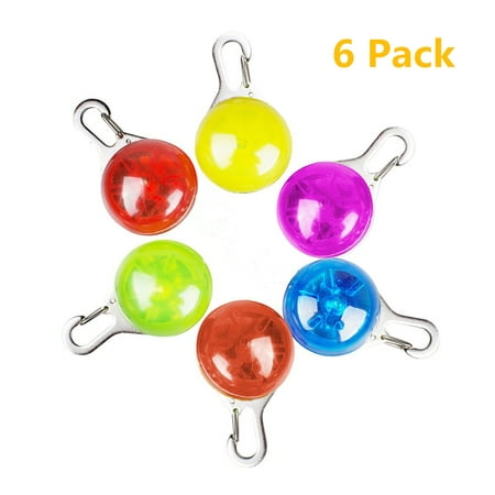 Water Resistant Clip-On Dog & Cat Collar LED Lights, Collar Light, Collar Charms 6pcs Upgraded 6 Colors LED Dog Collar Safety Night For Walking, Light Up Dog Collar-5 Flashing Modes, Battery