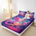 thumbnail image 4 of Feelyou Kawaii Pink Axolotl Queen Sheet Sets, Dreamy Jungle Mushroom Flat Sheet, Fairy Tale Animal Queen Fitted Sheet, Ultra Soft Bedroom Decor, 4pcs, 4 of 7