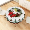 thumbnail image 5 of Duangreer Christmas Round Tablecloth, Flower Garland Xmas Tree Print, Waterproof Wrinkle Resistant, 70''Round, 5 of 6