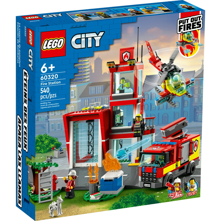 LEGO City Fire Station Set 60320 with Garage, Helicopter & Fire Engine Toys  Plus Firefighter Minifigures