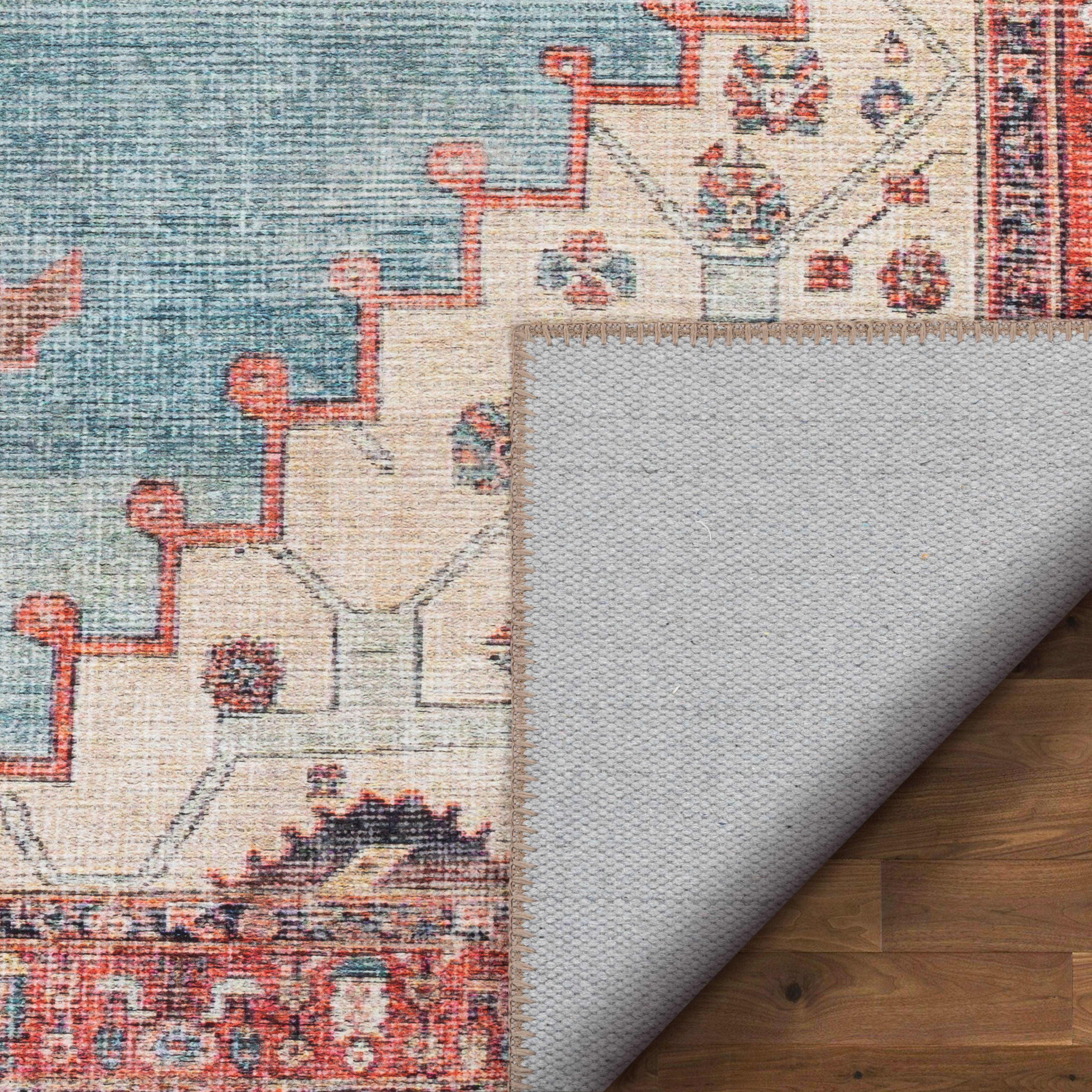 Well Woven Lotus Towne Terra Blue Vintage Medallion Persian 2'7" x 9'10" Runner Machine Washable Flat-Weave Area Rug