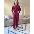 thumbnail image 2 of Women’s Off-the-Shoulder Long Sleeve Top & Wide-Leg Pants Set – Casual Loose 2-Piece Outfit, 2 of 9