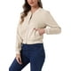 thumbnail image 4 of CHAQUETA DE MUJER INSPIRE CHIC, CORTA DE SUEDE SINTÉTICO, CON CUELLO ALTO, CIERRE DE CREMALLERA, ESTILO BIKER MOTO BOMBER, COLOR BEIGE, 4 of 6