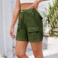 thumbnail image 5 of Lenpel Jean Shorts for Women Trendy Elastic High Waisted Mid Thigh Cargo Denim Shorts Summer Casual Shorts with Pockets, 5 of 7