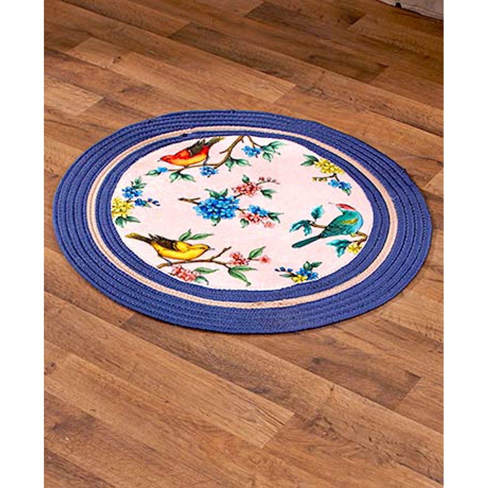 The Lakeside Collection Braided Round Bird Accent Rug with Memory Foam