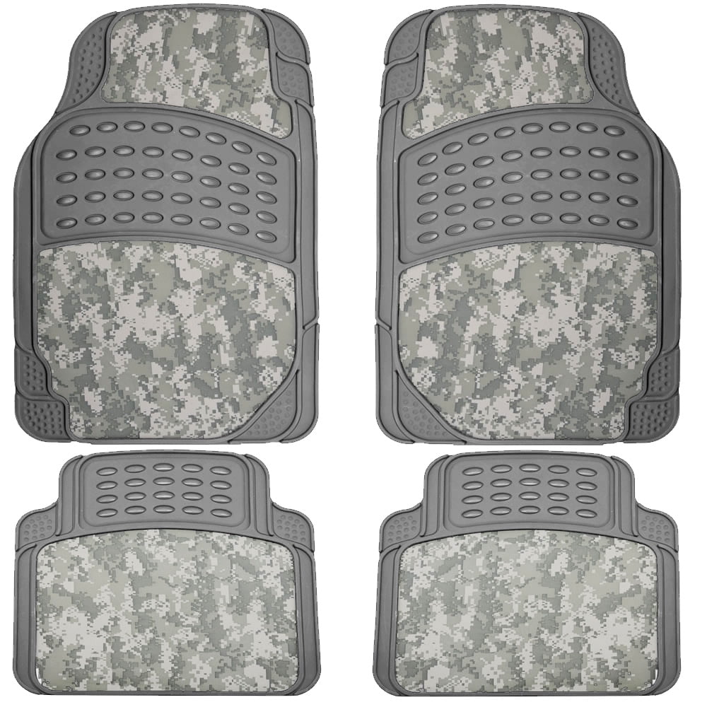 NEW 4 piece Gray Digital Hunting Camo All weather Front Rear Rubber Camouflage Floor Mats for