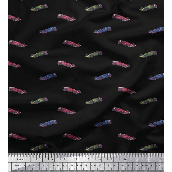 Soimoi Cotton Duck Fabric Race Car Shirting Decor Fabric Printed Yard 42 Inch Wide