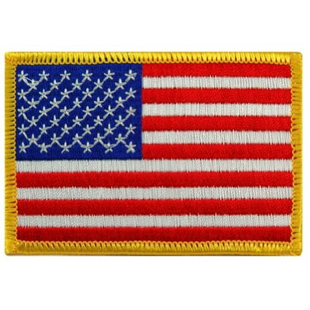 - American Flag Embroidered Patch Gold Border USA United States of America Military Uniform Emblem