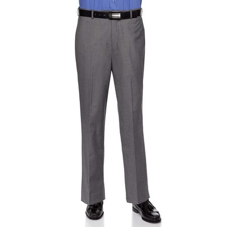 RGM Gentleman's Only Dress Pants for Men Skinny fit Modern Flat-Front - Formal Business Wrinkle Free No Iron Grey 30