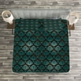 thumbnail image 3 of Ambesonne Brown and Blue Quilted Bedspread Set 3 Pcs, Grungy Swirls, Queen Size, Teal Brown Pale Blue, 3 of 3