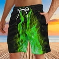 thumbnail image 2 of BiZtdJrK Mens Casual Quick Dry Shorts Summer Fashion 3D Flame Print Beach Shorts Lightweight Drawstring Elastic Waist Board Shorts with Pockets Green XXXXXL, 2 of 5