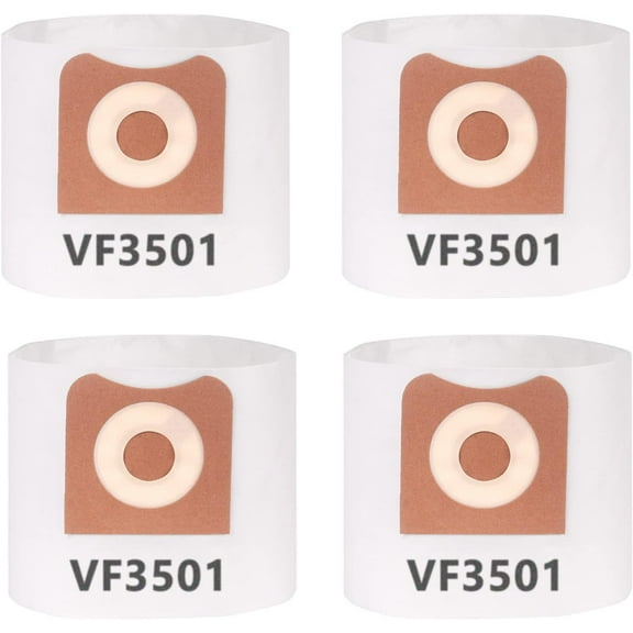 4 Pack VF3501 Filter Bags, Compatible with Ridgid 3 to 4.5 Gallon Dust Bags/ Dry Vac Bags, Fine Dust Bags Part# RIDGID VF3501 / WORKSHOP WS32045F.