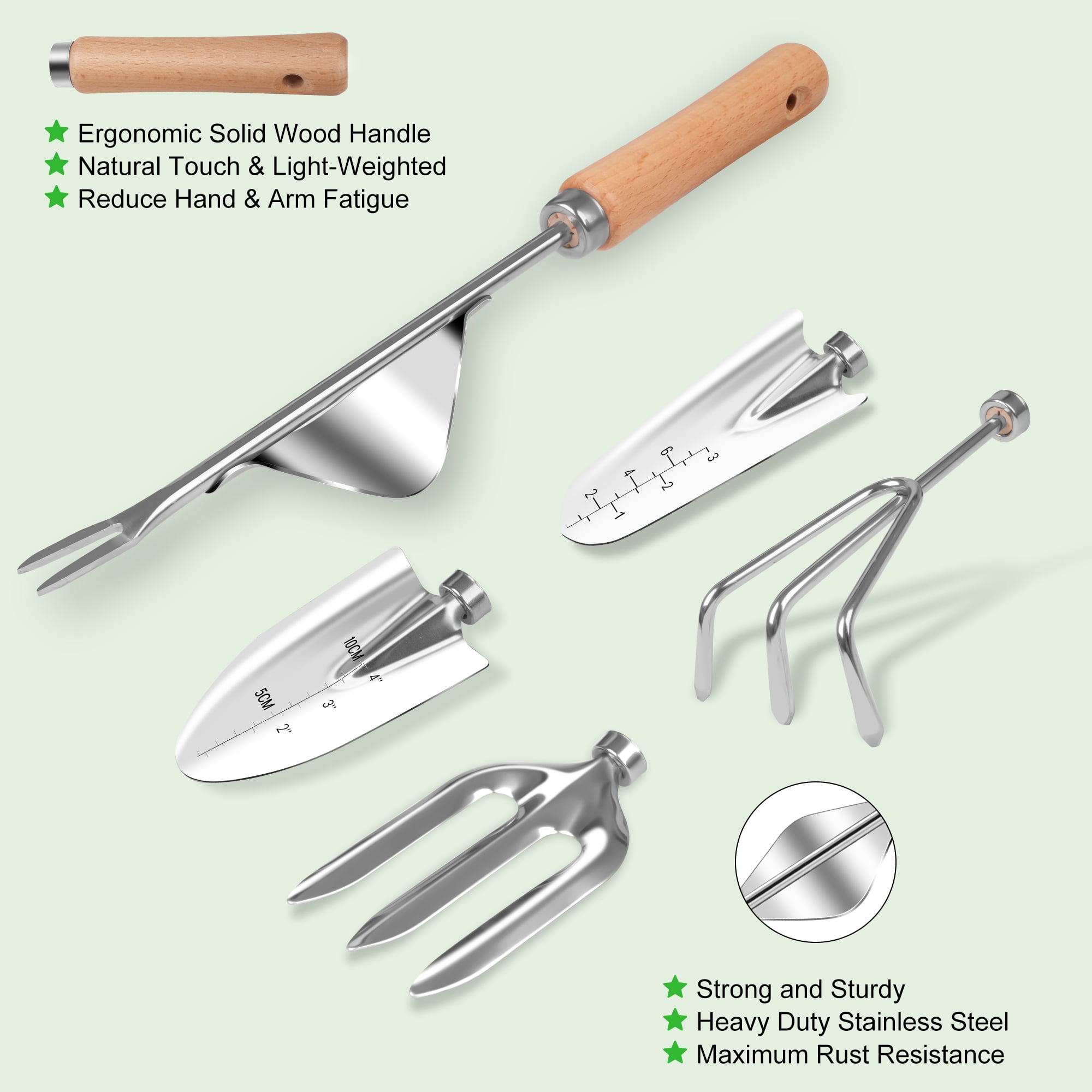 Gardening Tools 9 Piece Heavy Duty Gardening Hand Tools with Fashion and Durable Garden Tools Organizer Handbag,Rust-Proof Garden Tool Set, Ideal Gardening Gifts for Women
