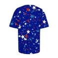 thumbnail image 4 of Hauts d'Été Grande Taille pour Femmes, T-Shirts Décontractés à Col Rond et Manches Courtes, Imprimé Drapeau, Coupe Basique, Blouses, T-Shirts Col en V pour Femmes en Liquidation, 4 of 6